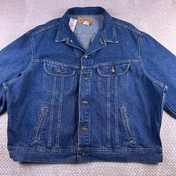 VTG Deadstock Men's Denim Riders Jean Jacket Stone Wash Size XXL Made in USA - Picture 2 of 16